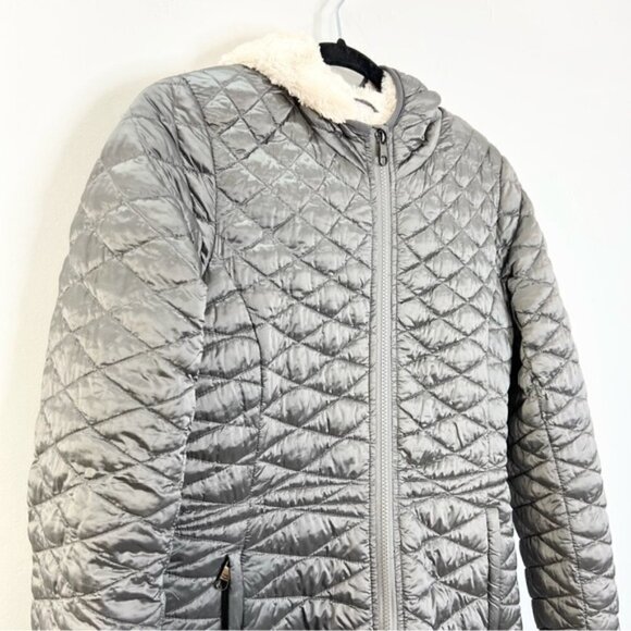 Steve Madden metallic grey quilted Glacier Shield hooded parka S - Picture 5 of 14
